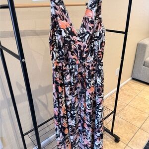 Leith Abstract Print Dress in Pink and Black